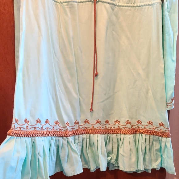 MODA International GORGEOUS Aquamarine &gold embroidery tunic szM - Picture 6 of 9